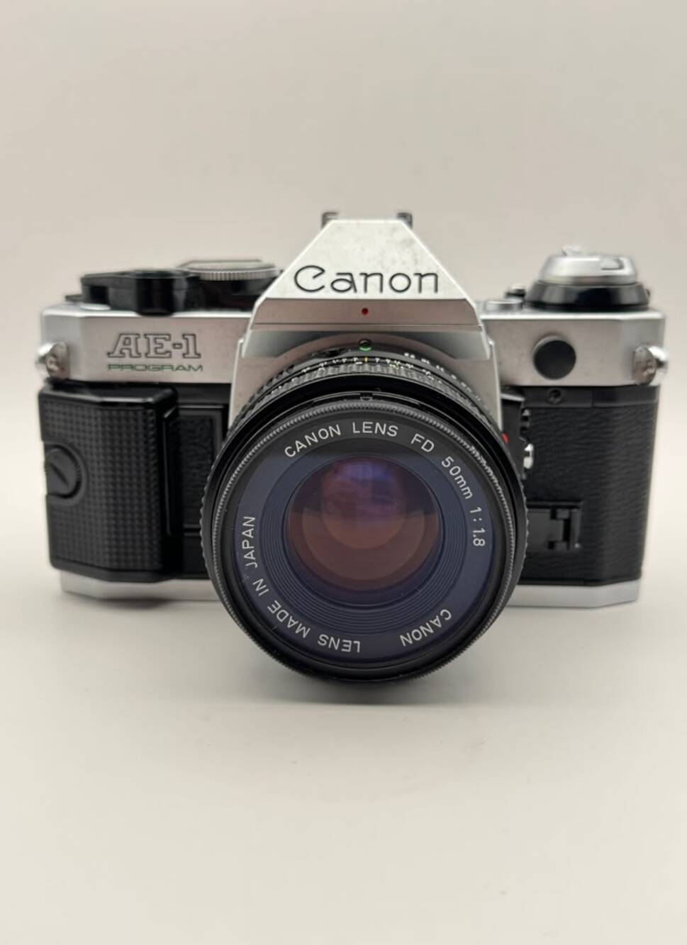 Canon AE-1 Program 35mm SLR Film Camera FD 50mm f/1.8 Lens Silver
